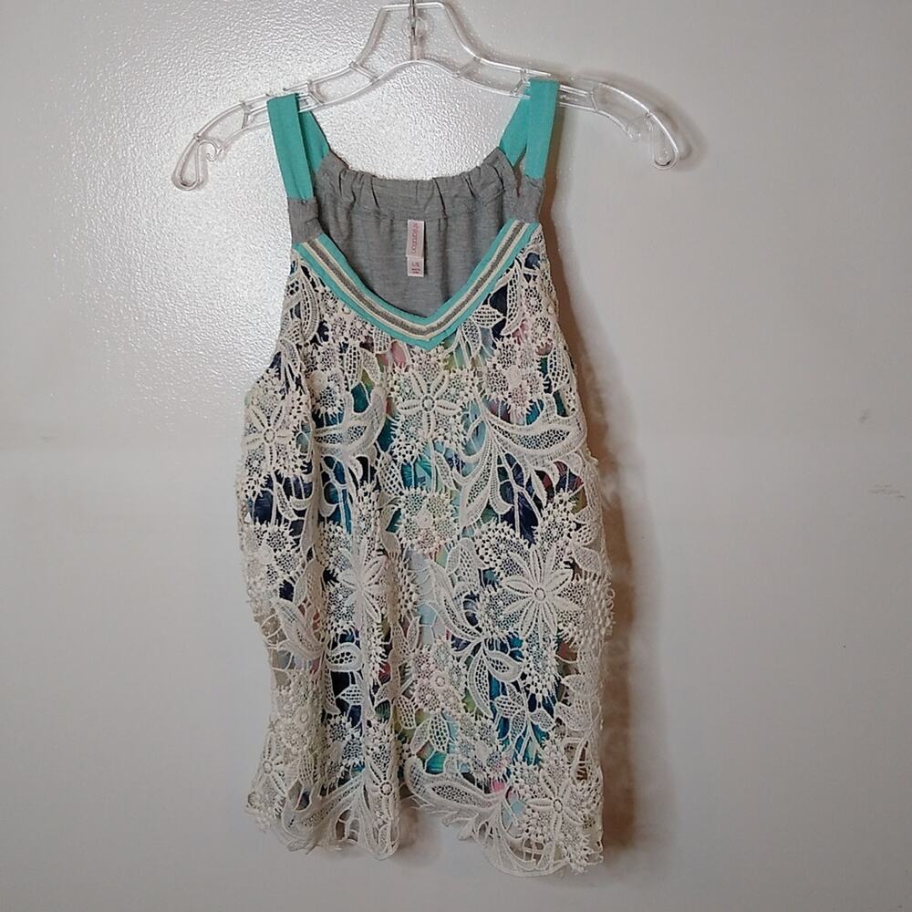Xhiliration Women's Size large two tiered tank top.
